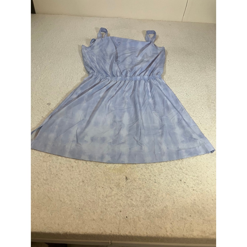 Travis Mathew Womens Tie Dye Sleeveless Dress Blue White Elastic Waist Small